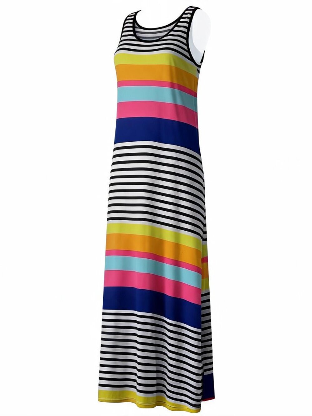 Striped Maxi Dress with Multicolor Design